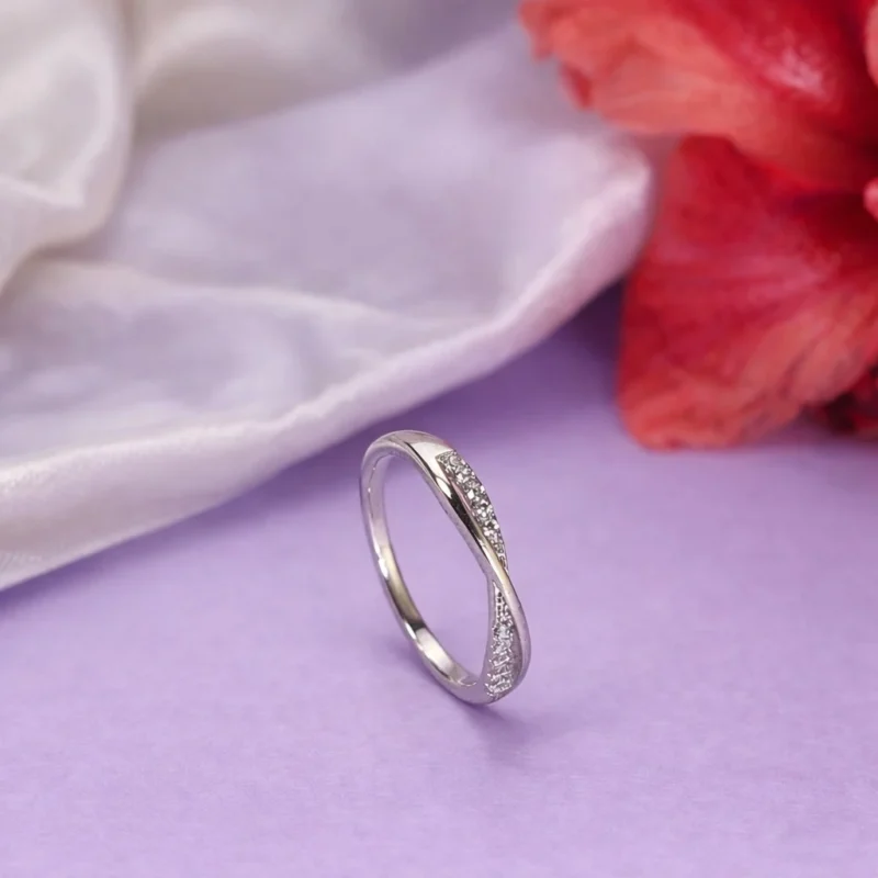 Twisted Crystal Silver Ring