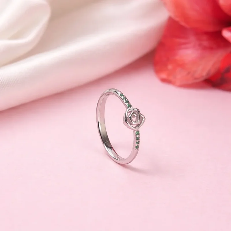 Rose Charm Silver Ring